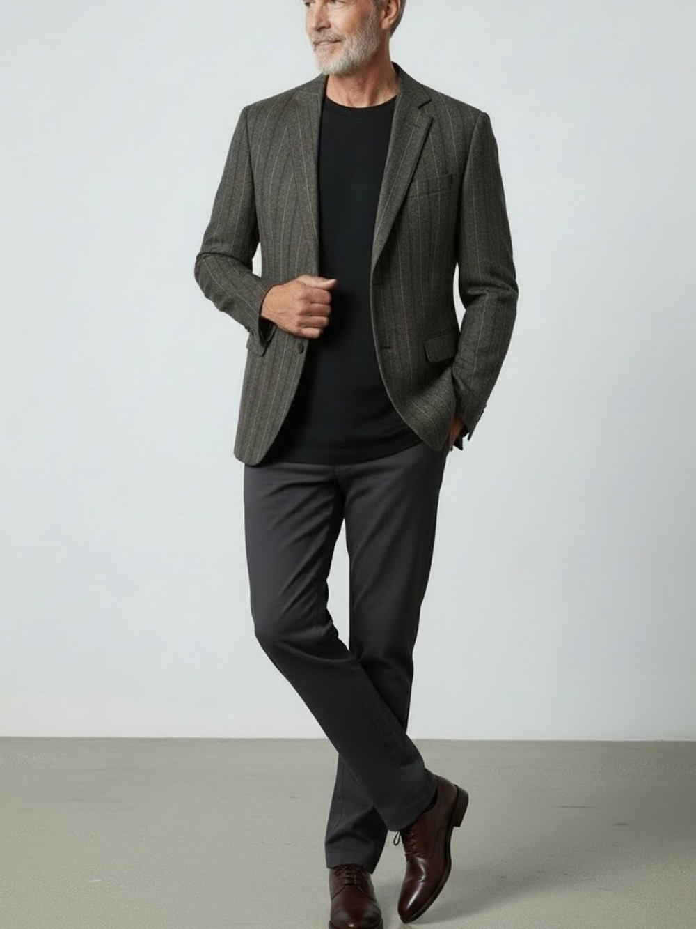 John Varvatos Brown Pinstripe Suit Jacket
